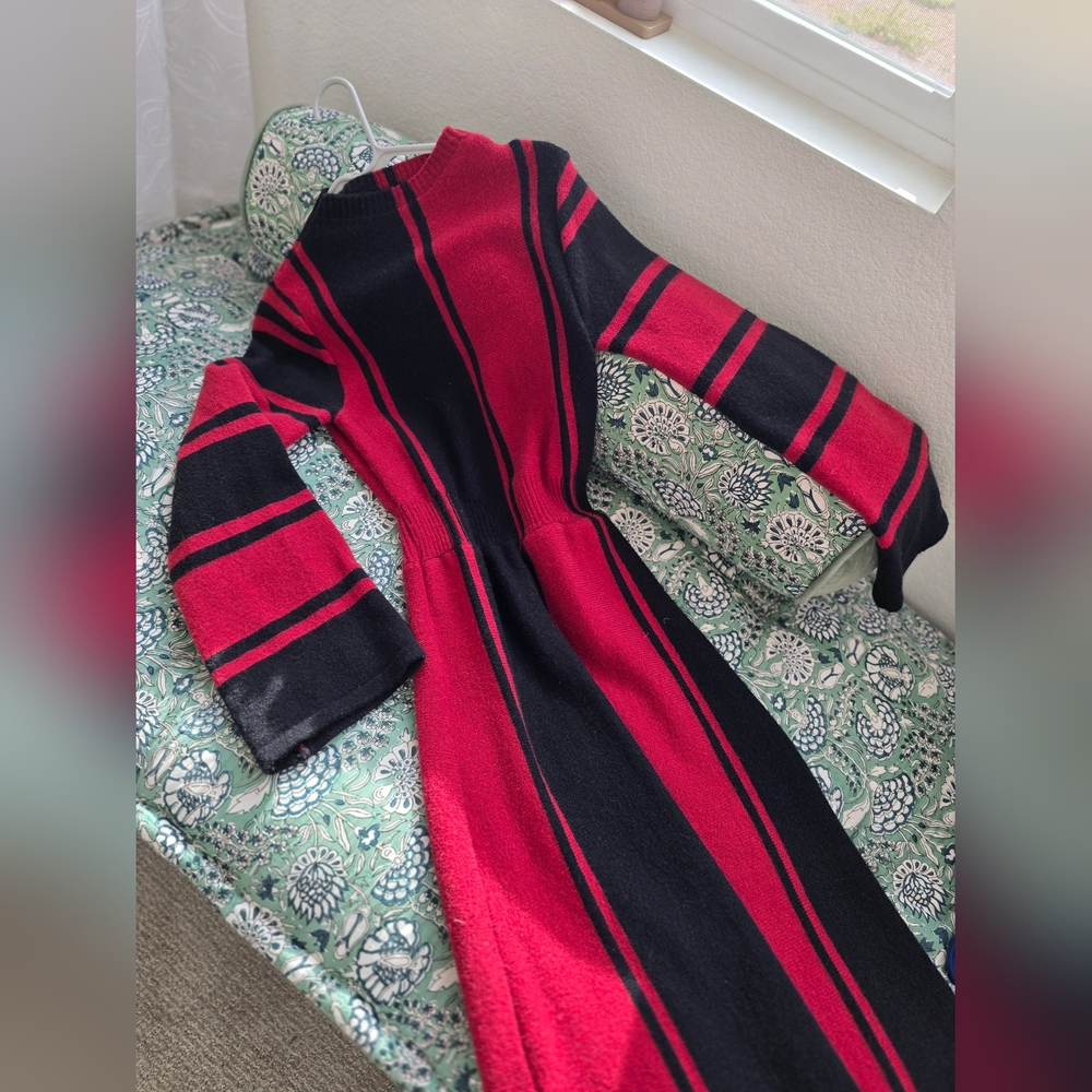 Black and Red Striped Midi